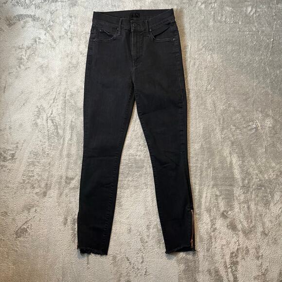 Mother The Stunner‎ Double Zip Ankle Step Fray In Not Guilty Black Size 25 - Picture 3 of 10